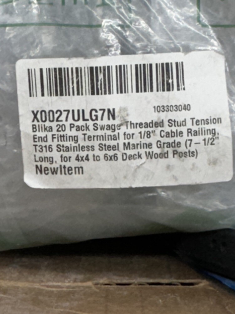 BLIKA 20 Pack Swage Threaded Stud Tension End Fitting Terminal For 1/8