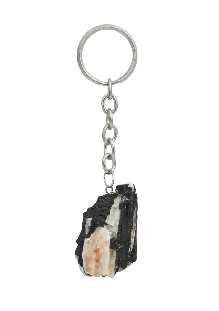 Raw Tourmalinated Quartz Keychain by New Moon Beginnings