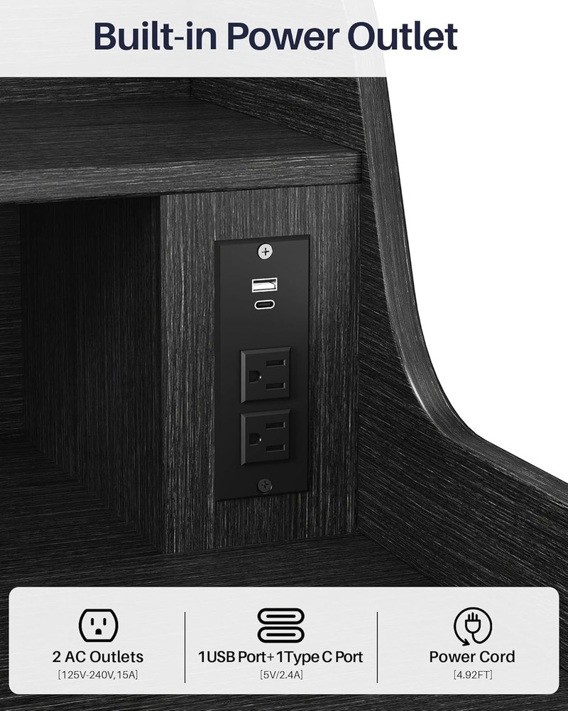 Laundry Countertop with Outlet 54 Inch Black
