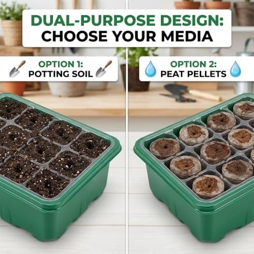 Seed Starter Kit with Grow Light, Elevated Seedling Tray Kit with Adjustable