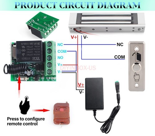 Electric Magnetic Lock Door Access Control System 2 Wireless Remote Controls Kit