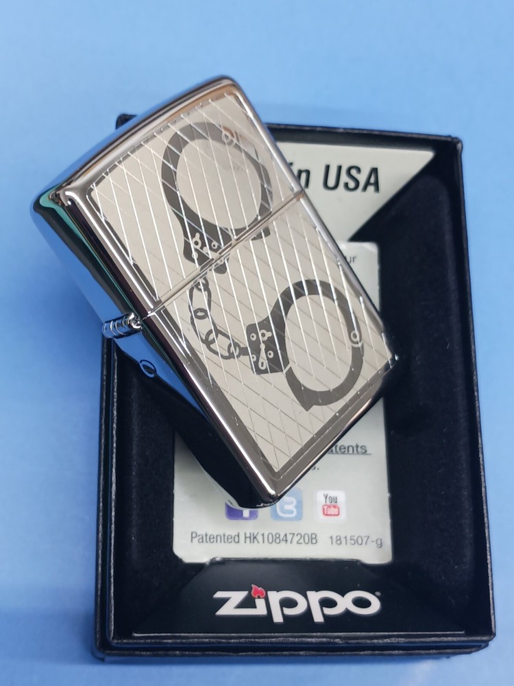 Zippo High Polish Chrome Handcuff Bling Lighter 28287