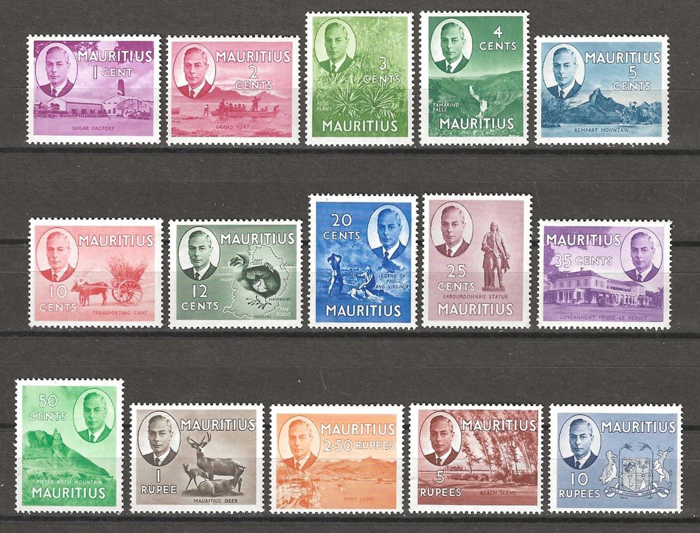 MAURITIUS 1950/53 SG 276/290 MNH