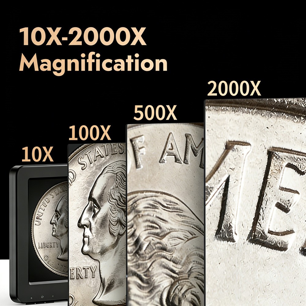 TOMLOV 4K Autofocus Digital Microscope 52MP Error Coin Microscopes Full View