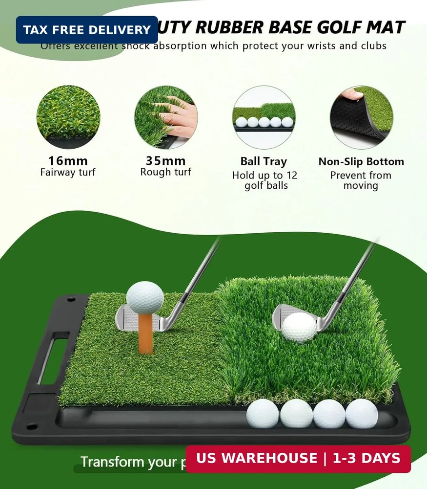 Golf Net for Hitting Practice, 10 x 7FT Golf Training Net with Mat and Target...