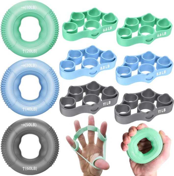 Grip Strength Trainer Kit 9PCS Hand Gripper Finger Exerciser Forearm Strength