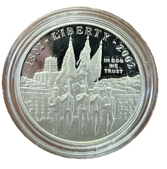 2002 W West Point Bicentennial Proof Silver Dollar
