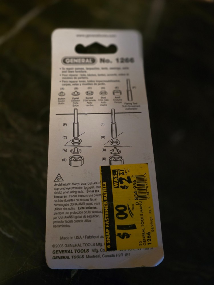 GENERAL TOOLS SNAP FASTENER KIT & REFILLS 1266