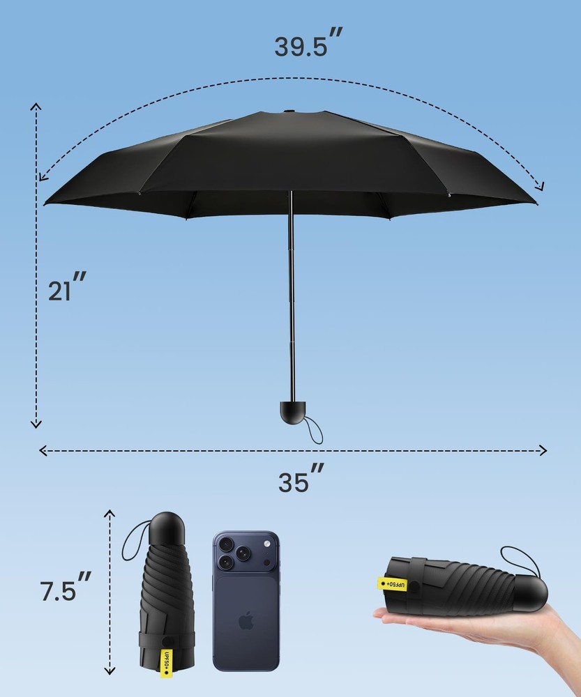 3 Pack Travel Mini Umbrella Small Compact, Portable with Mini, Black