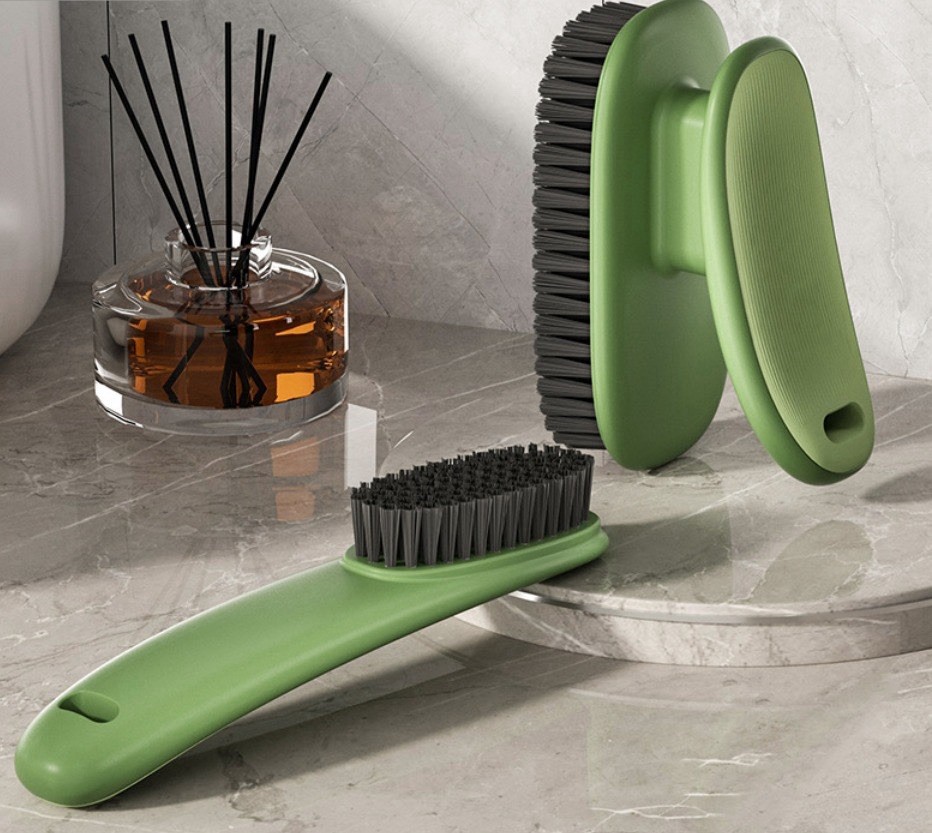 Green & Black Plastic Scrub Brush Set, Ergonomic Handle, 2 Pack