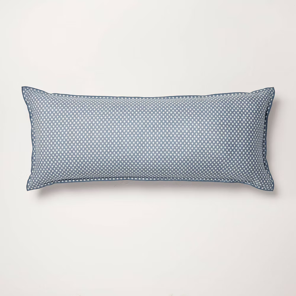 14"x36" Block Pattern Oblong Throw Pillow Blue - Hearth & Hand with