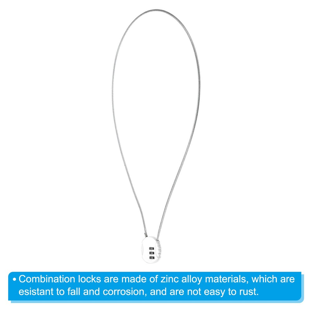 Small Combination Block 31.4", 2pcs 3 Digit Luggage Lock, White