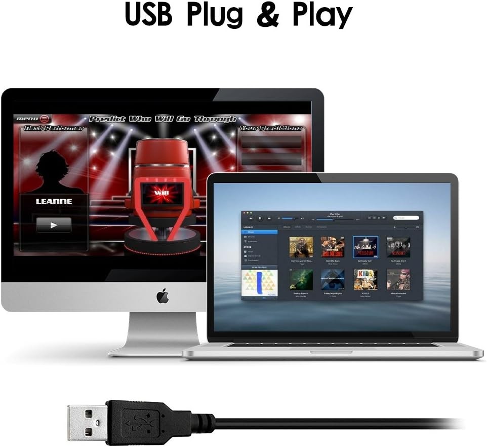 USB Microphone for Computer, Plug & Play Desktop Mic for Recording, Gaming