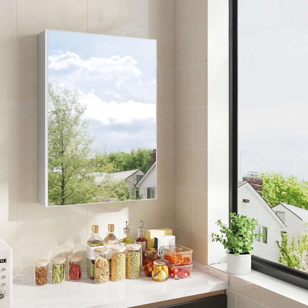 Bathroom Mirror Cabinet Ample Vanity with Adjustable Shelves Left Open 20"x28"