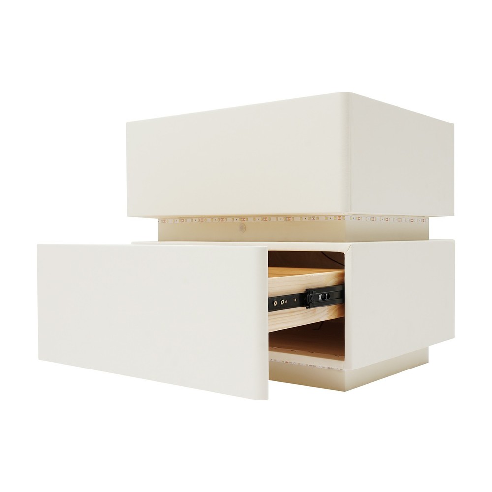 Smart Nightstand W/ Tri color sensor light+Wireless Charging+USB Bedside Table