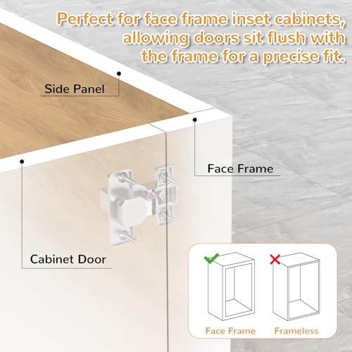 Pack Face Frame Inset Cabinet Hinges, Soft Close 105° Insert Concealed 4