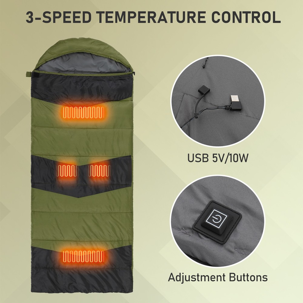 Rectangular Heated Sleeping Bag, Lightweight Sleeping Bag