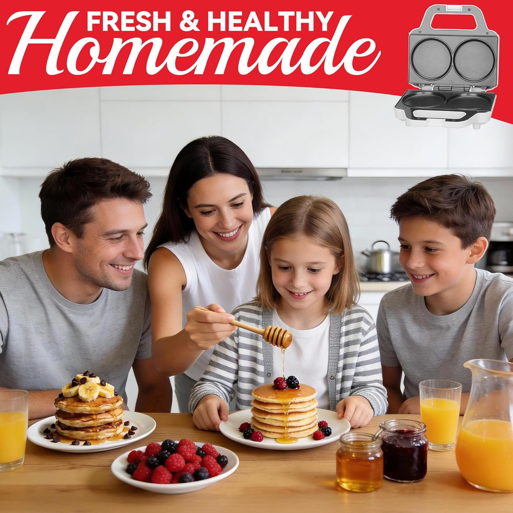 Double Mini Pancakes Maker Machine, Arepa Maker, Electric Pancake Maker Gridd...