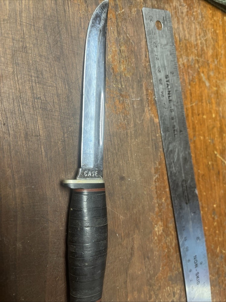 Case,9” Fixed Blade Hunting Knife Leather Handle No Sheathe