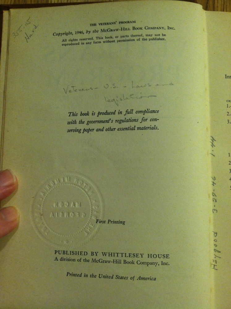 The Veterans’ Program. A Complete Guide to Its Benefits, Rights & Options (1946)