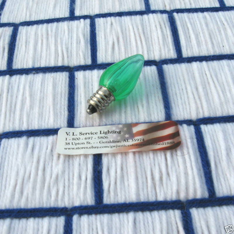 LED green CHRISTMAS LIGHT bulb 7C7 sub clear smooth C7 string lite replacement
