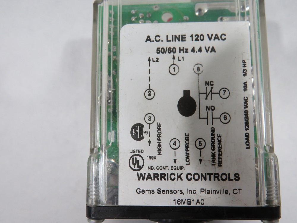 Warrick Controls 16MB1A0 Plug-In Liquid Level Sensor 1NO 1NC *No Socket* NEW