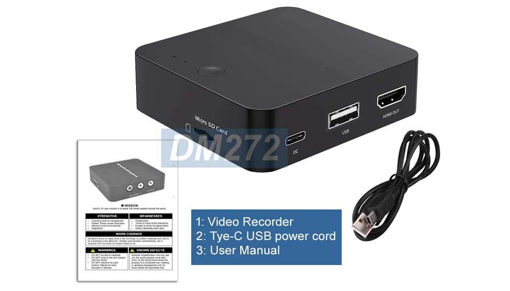 Digital Video Recorder With RCA AV Input HD Out Micro SD Card USB 2.0 Input