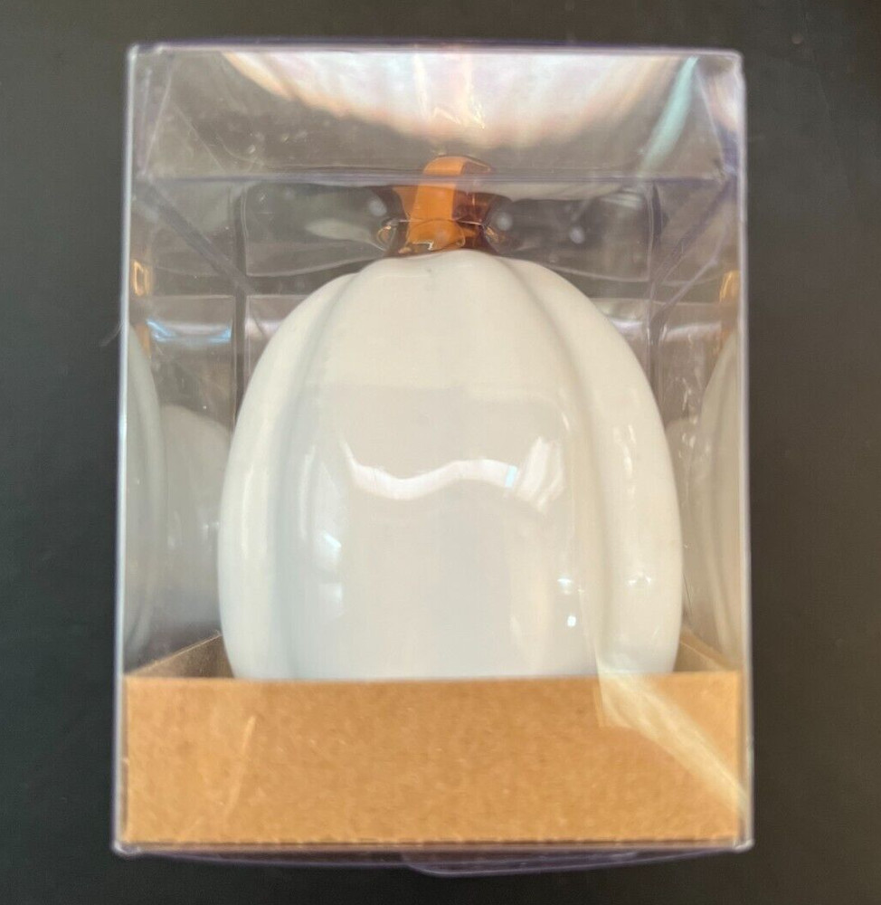 New Thirstystone Small White Ceramic Pumpkin Salt Pepper Set Cottage Core