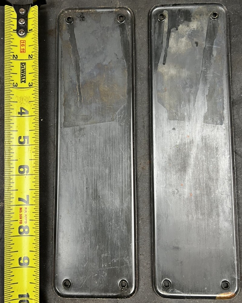 Reading Hardware Company Large Pair Clinton Pattern New Old Stock Push Plates