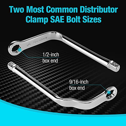 Pro Distributor Clamp Wrench Set, SAE, 2-Piece, 1/2" & 9/16", 12 Point