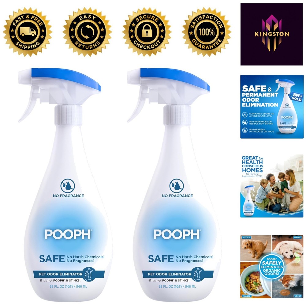 Eco-Friendly Pet Odor Eliminator, 32oz Spray (2-Pack) - Fragrance-Free Solution