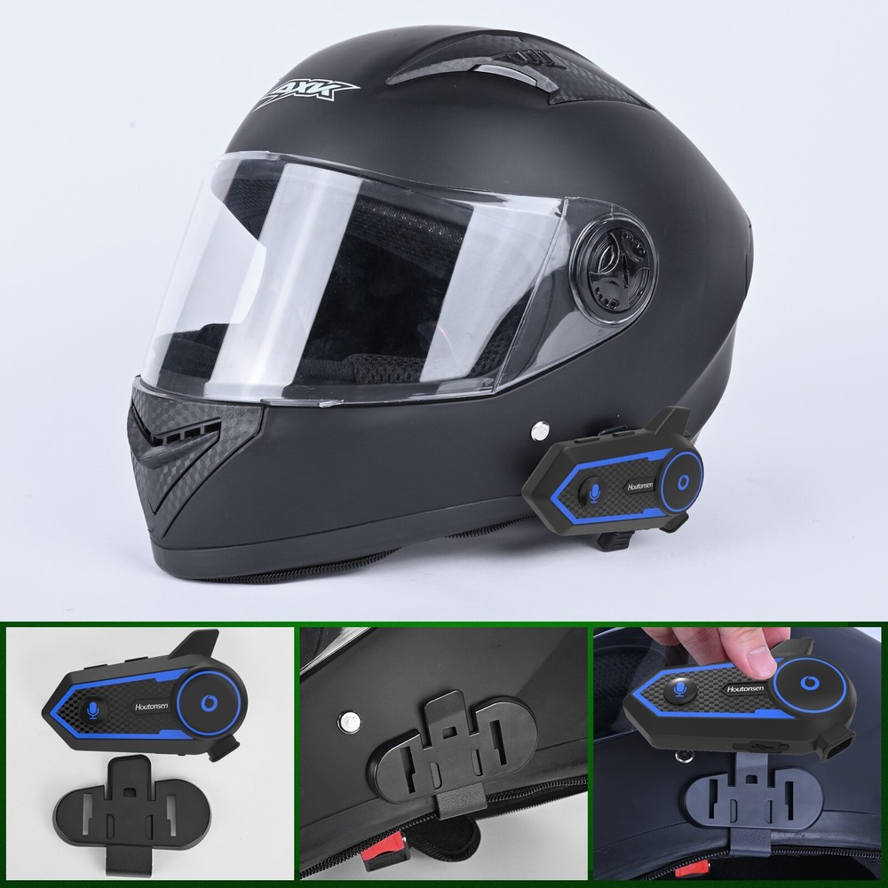 2x 1000M Wireless Interphone & Mic Motorcycle Bluetooth Headset Helmet Intercom