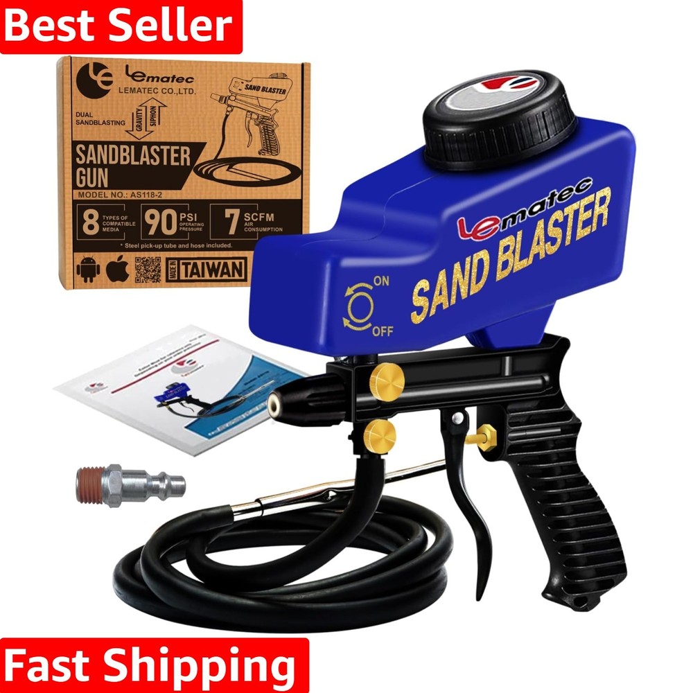 Complete Portable Sand Blaster Set - 4+ CFM, Siphon Function & Versatility