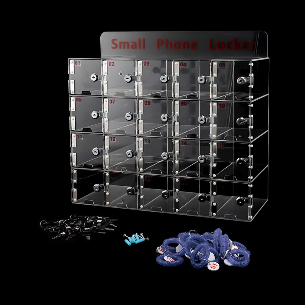 Clear Acrylic Cellphone Locker Rectangular Cell Phone Storage Box with Keys