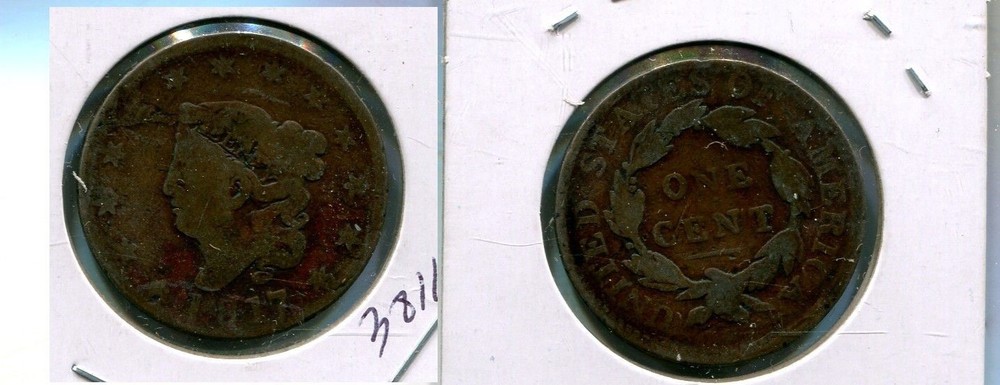 1817 CORONET HEAD LARGE CENT TYPE COIN VG 3811T