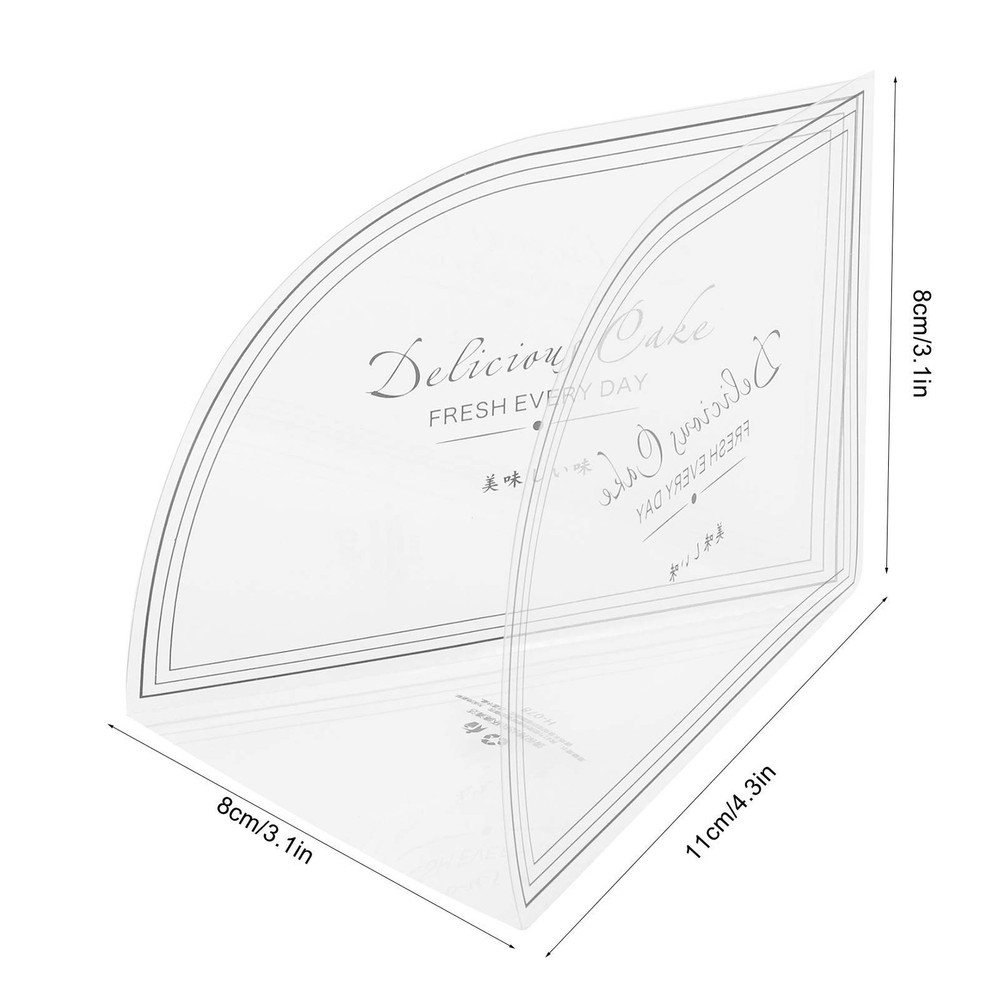 100 Clear Cake Slice Containers & PET Strips for Baking & Decorating