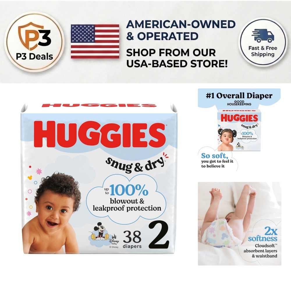 CloudSoft Huggies Size 2 Diapers, 38 Count - Best Leak Proof Disposable Option