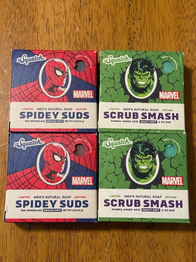 Dr Squatch Marvel Spiderman Hulk 4 Pack
