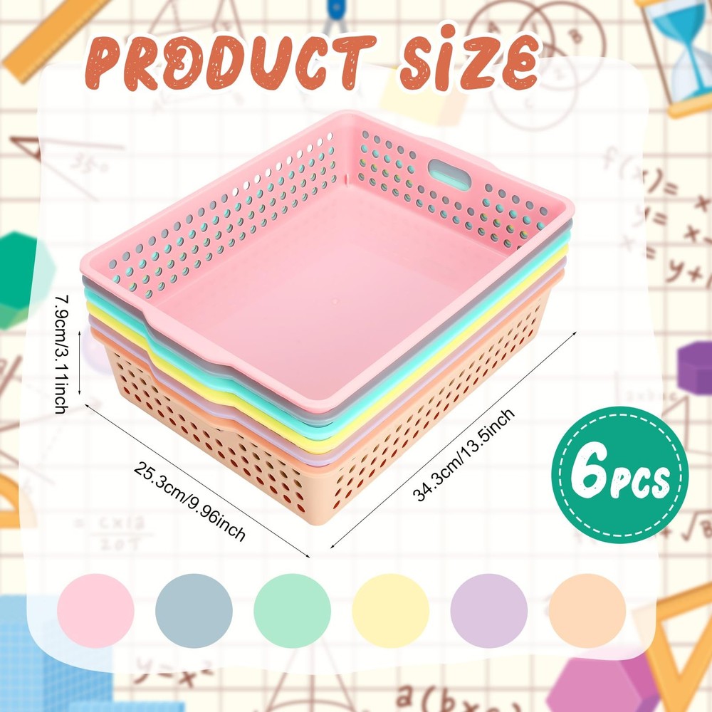 6 Pcs Turn in Trays Classroom, Stackable Tray for Classroom Plastic Storage B...