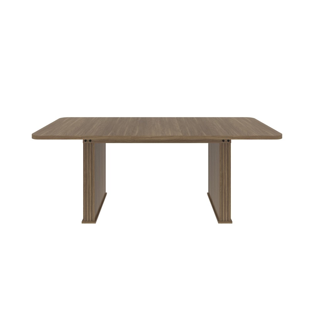 Beige Brown Extendable Dining Table Modern Wood Kitchen Table Double Robust