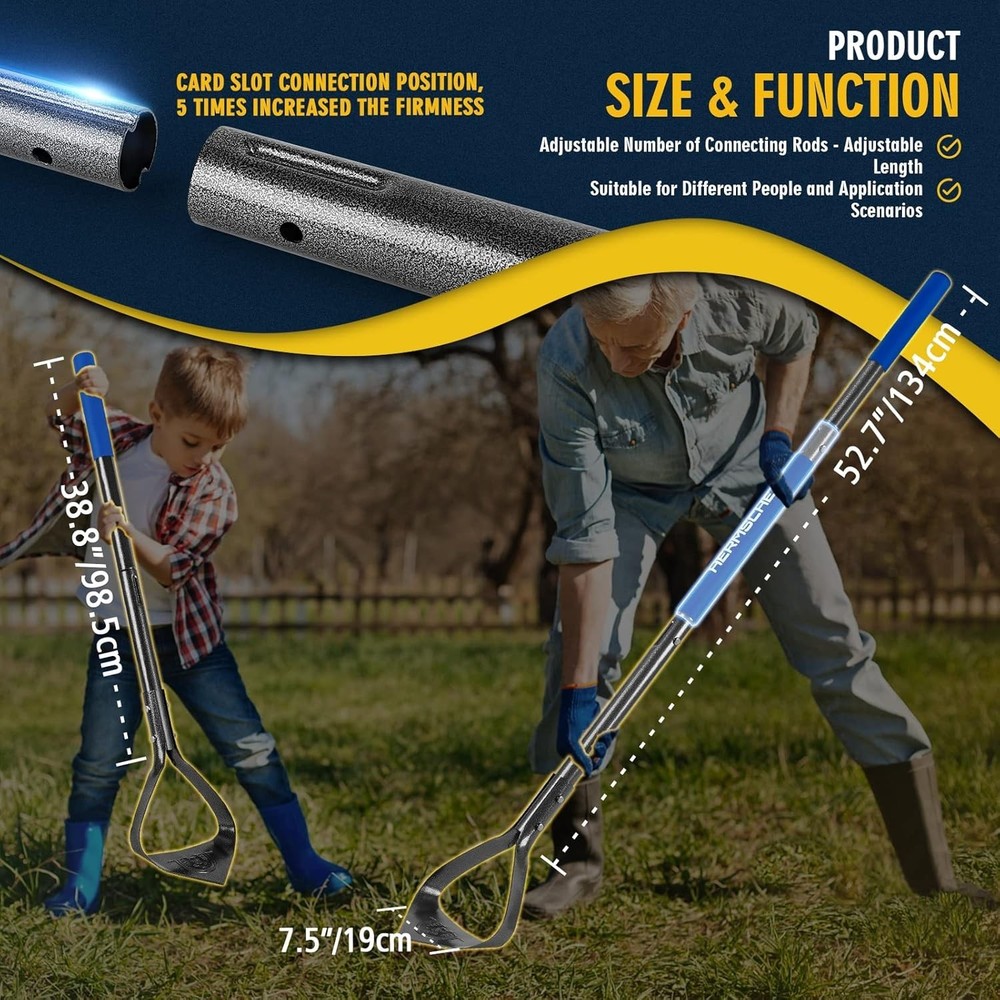 Adjustable 52.7" Carbon Steel Weeding Hoe with Triangular Blade for Efficiency