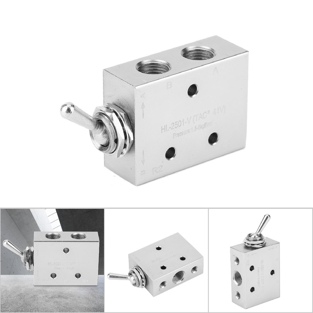 Toggle Switch Valve 2-Position 5-Way Mechanical Pneumatic Knob Switch G1/8in CS