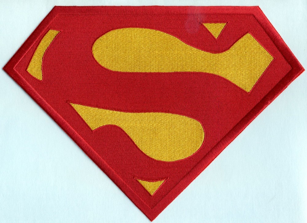 7" x 10" Christopher Reeve Red / Yellow Superman Chest Logo Patch w/hook backng