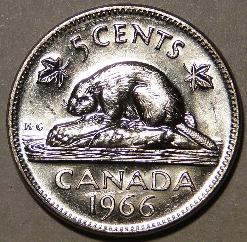 UNC Uncirculated Canada 1966 nickel five 5 cent 5c coin from roll