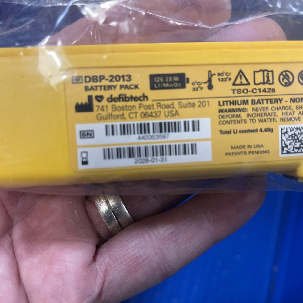 Defibtech View AED Battery DBP-2013 Battery Pack, Unit Tested 1/31/2028