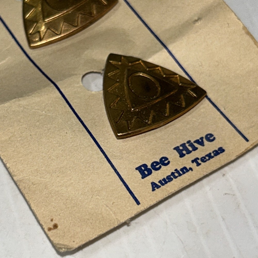 Vtg Southwestern Brass Button Covers Bee Hive Austin Texas Triangular Western