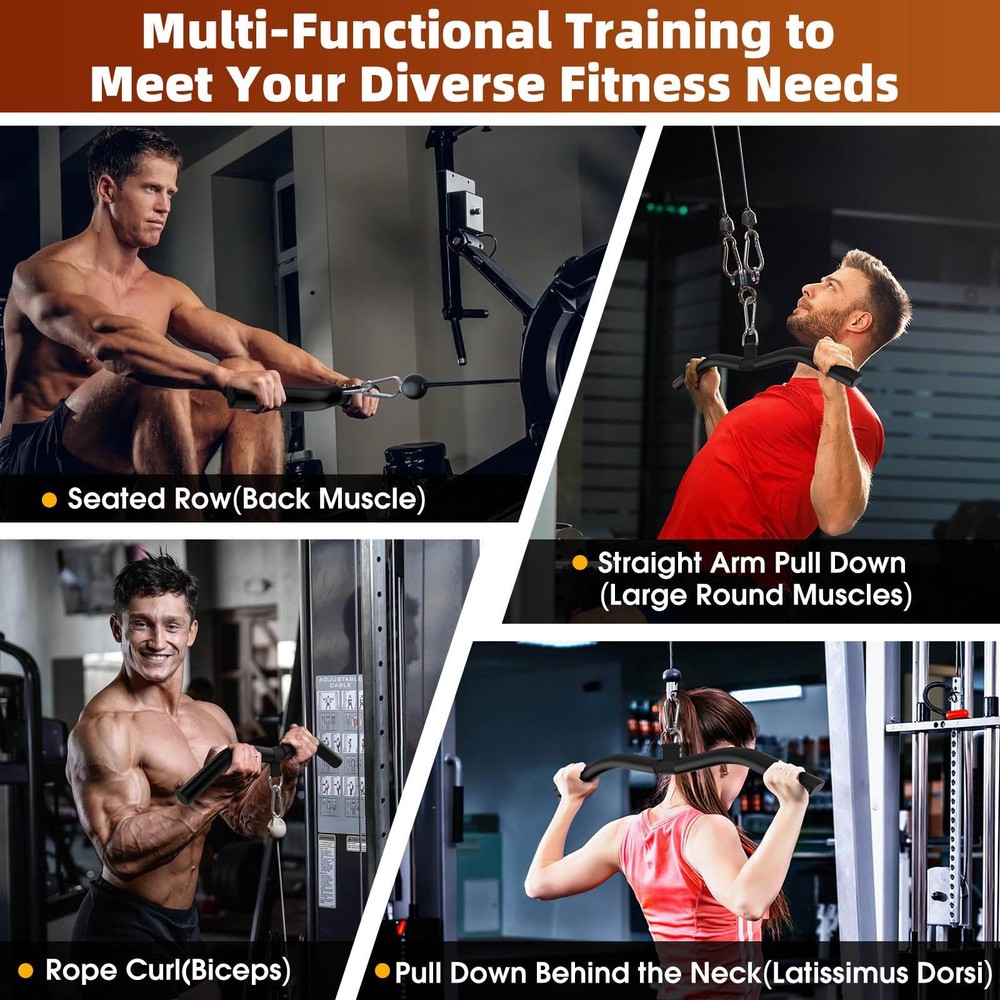 LAT Pulldown Bar Attachments Single D-Handle Tricep Bar for Cable Machine