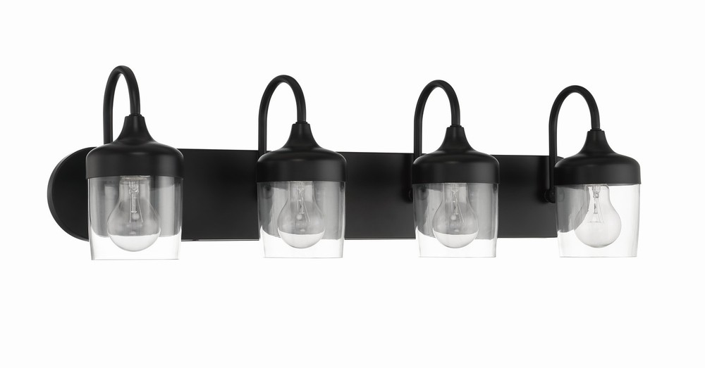Flat Black Four Light Vanity from the Wrenn Collection