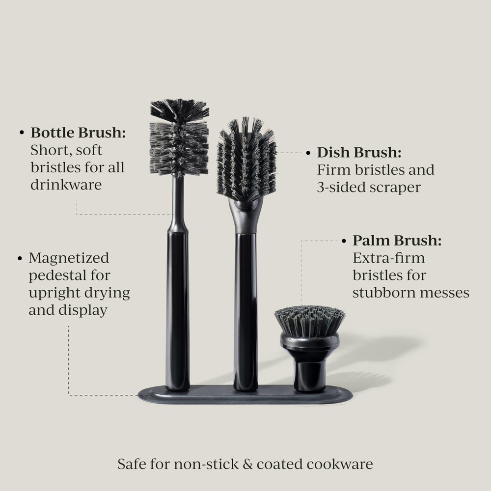 Curio Home Goods Ionic Brush Set, Magnetized to Stand One Size, Black