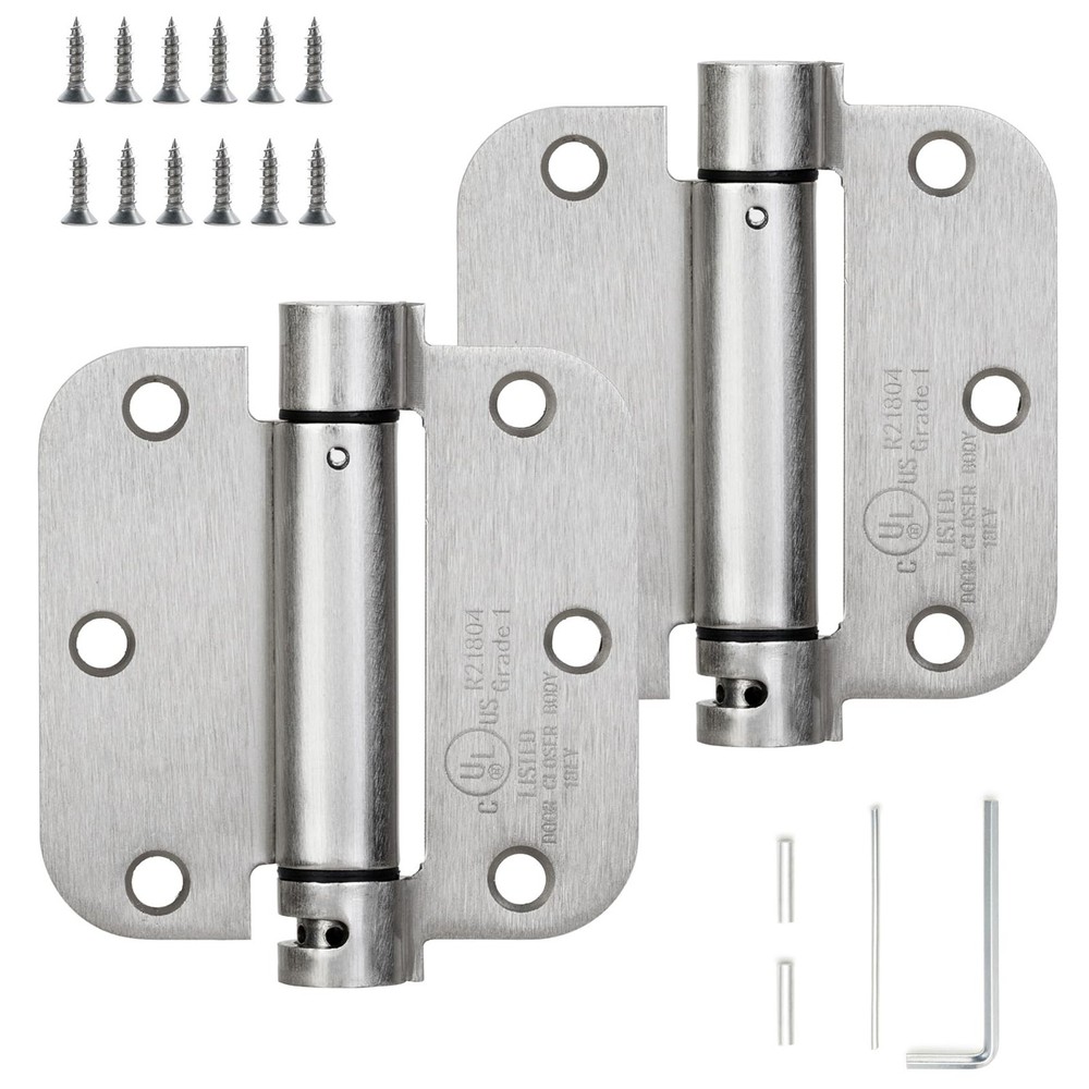 Sophia 2 Pack Self-Closing Door Hinge 3.5 Inch Rounded 5/8 Radius, Spring Hin...